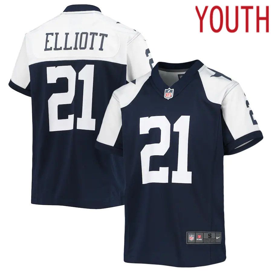 Youth Dallas Cowboys #21 Ezekiel Elliott Nike Navy Alternate Player Game NFL Jersey->dallas cowboys->NFL Jersey